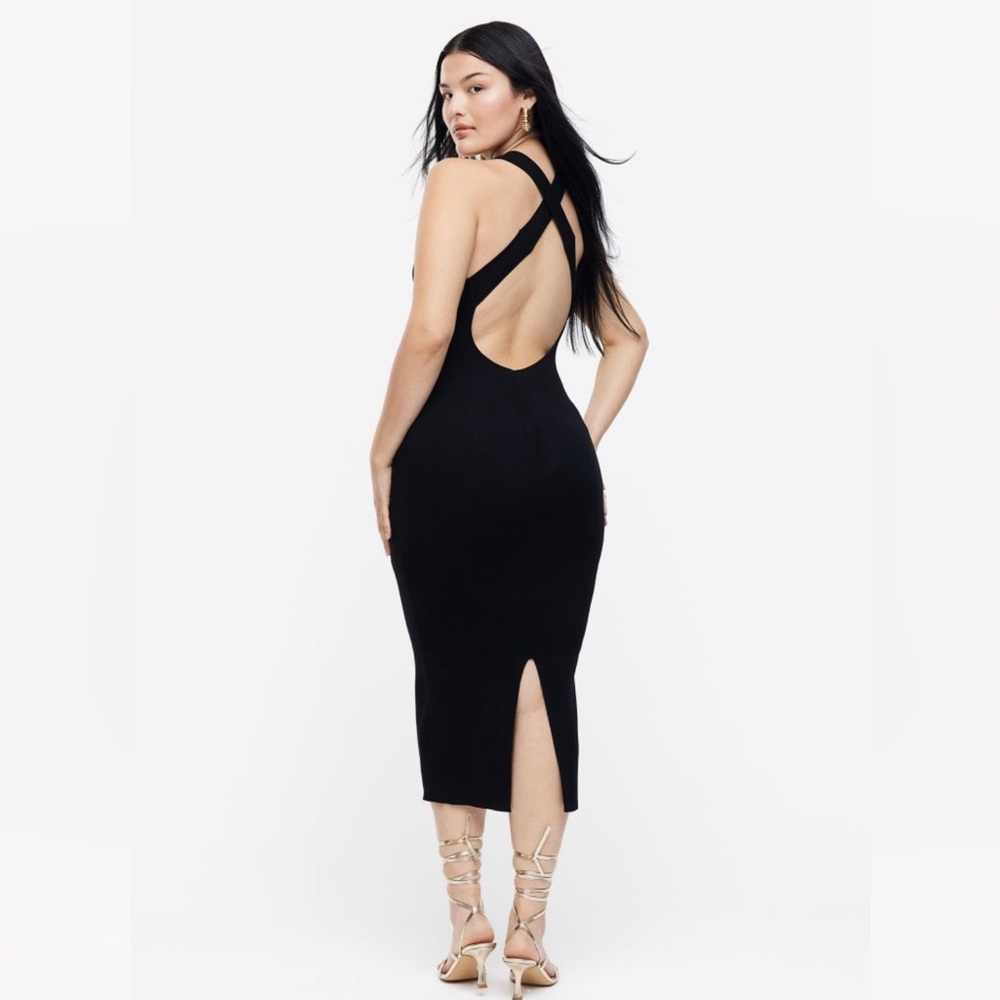 Cross Back Ribbed Midi Dress-NWT
